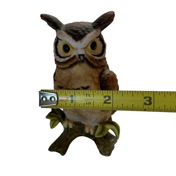 VTG 1970’s Lefton Exclusives Taiwan 4 Inch Hand Painted Porcelain Horned Owl - Picture 8 of 9